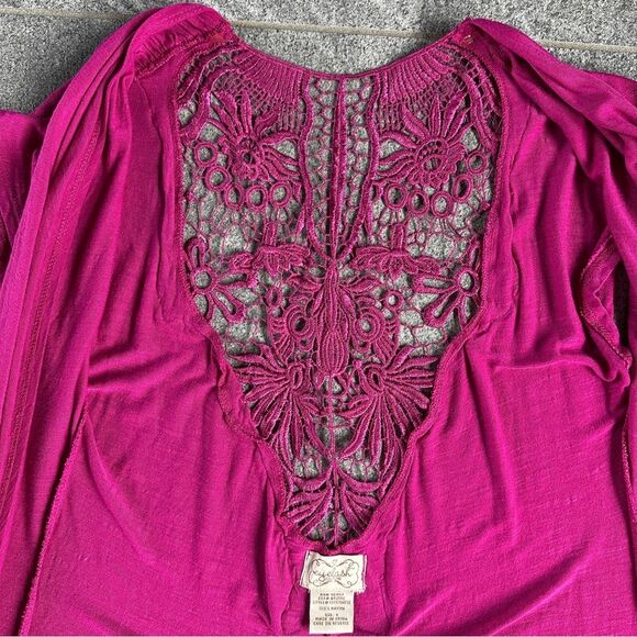 EUC Eyelash Couture Short Cap Sleeve Open Cardigan Pockets Lace Back Cut Out S - Picture 13 of 14